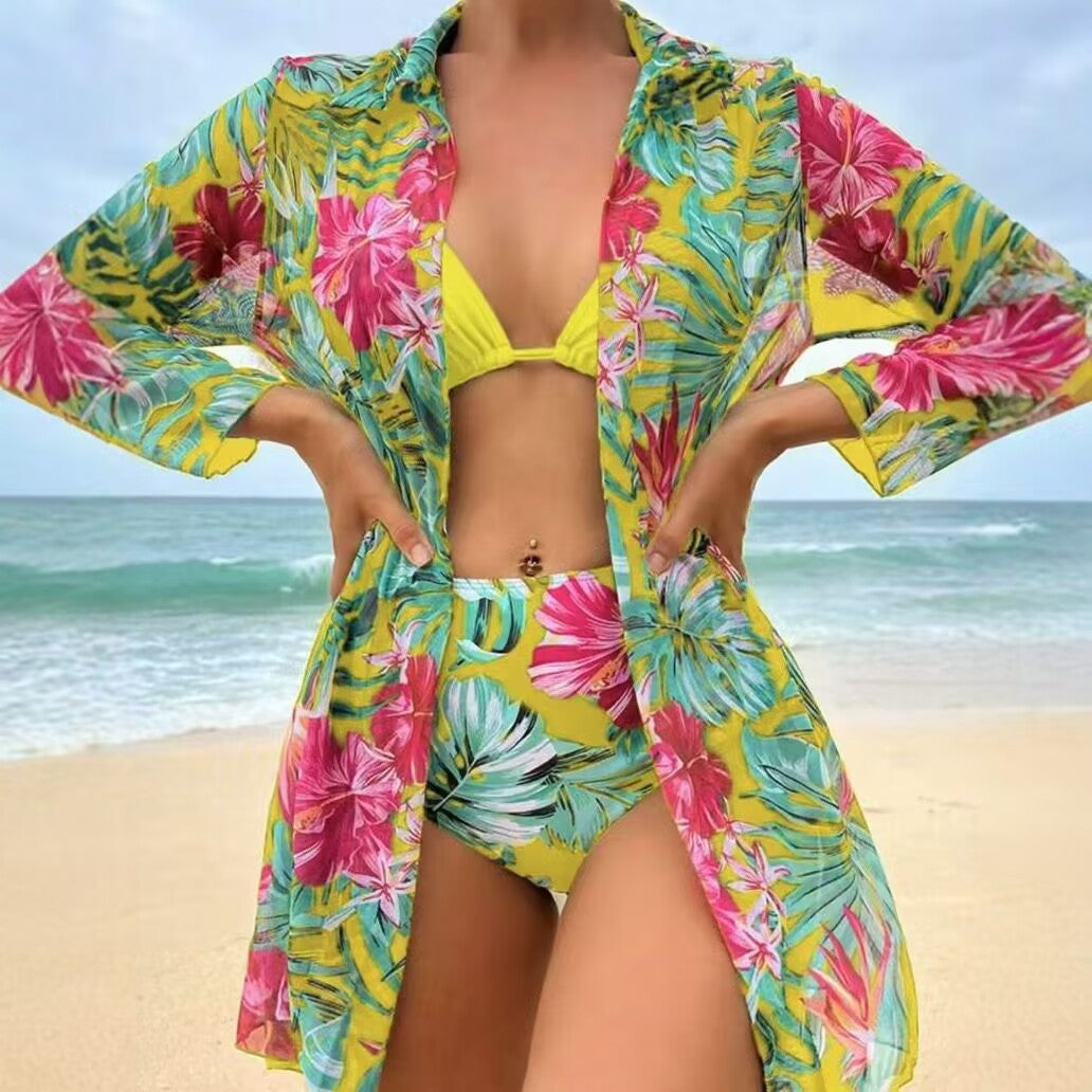 Dame bikiniset med blomsteroverdel Stilla