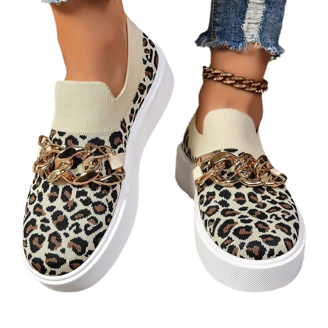 Dame Sneakers med fashionable metal kæde applikationer og komfortabel gummisål Stilla