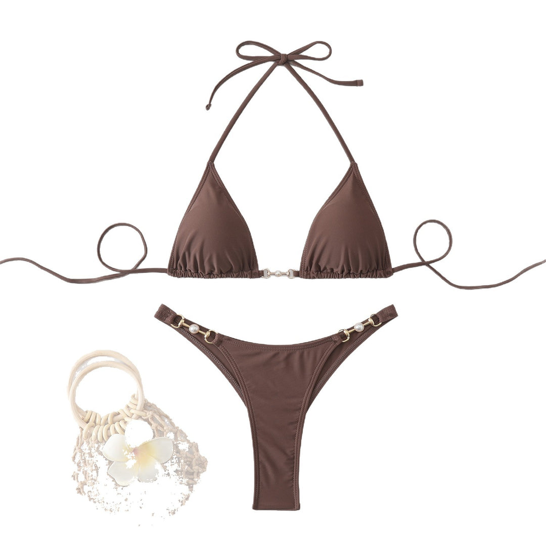 Dame Triangel-Bikini med elegant guldaccent Skovae