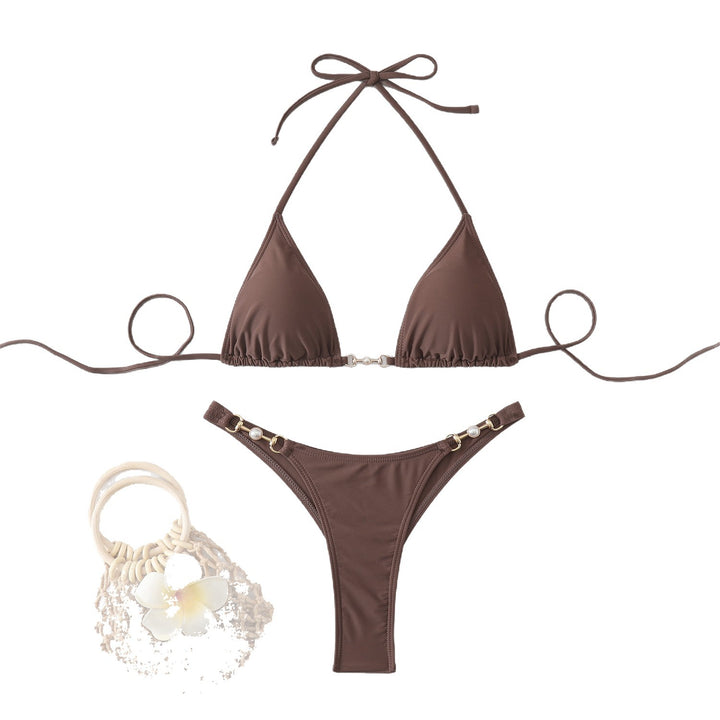 Dame Triangel-Bikini med elegant guldaccent Skovae