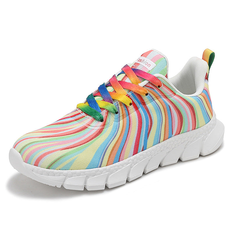 Dame nan let mønster-sneakers med elastisk canvas-overdel, polstret hælstøtte og segmenteret fleksibel sål Skovae