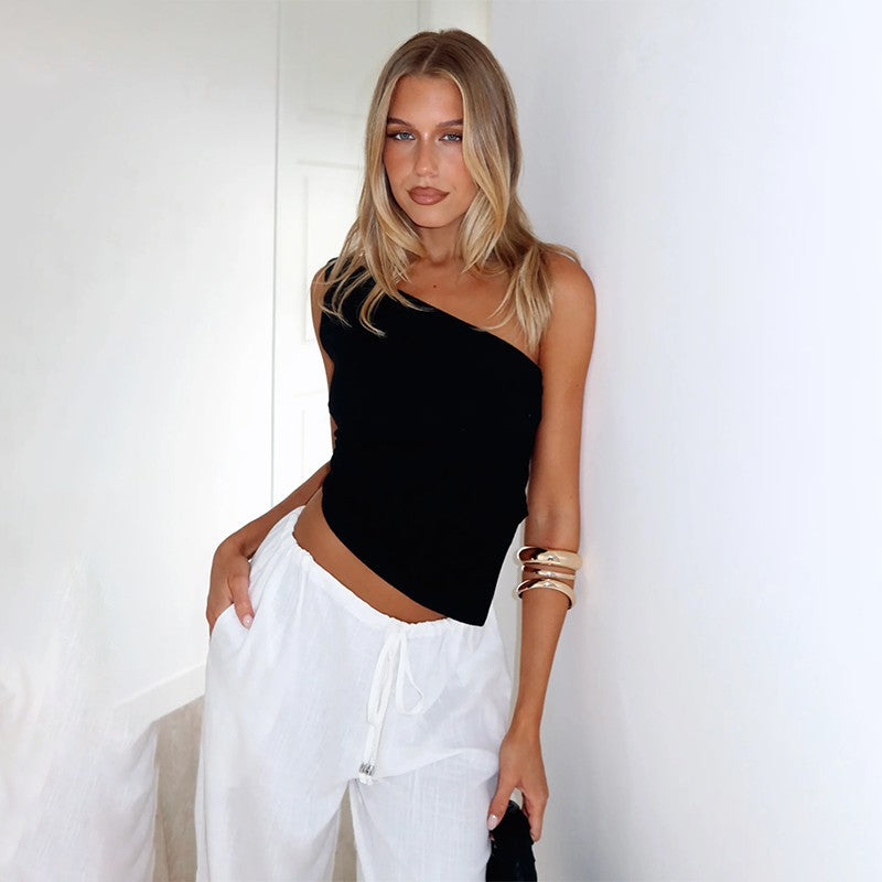 Dame asymmetrisk draperet top Stilla