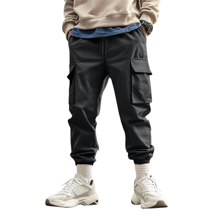 Herrer Cargo-Style Joggingbukser med praktiske lommer og elastiske ribkanter Stilla