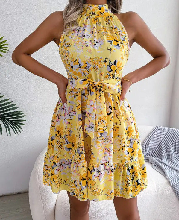 Dame Halsbånd Floral Minikjole Stilla