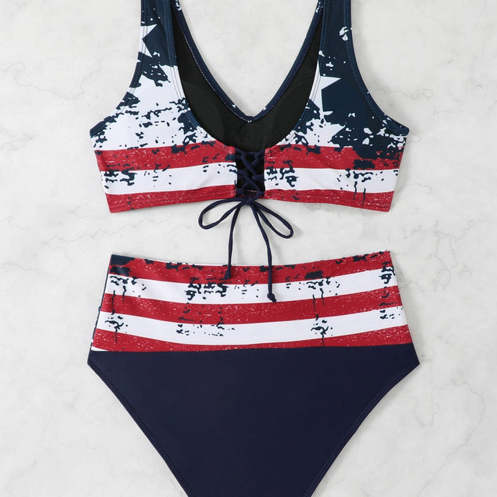 Damer sporty bikini sæt med højskåret talje Skovae