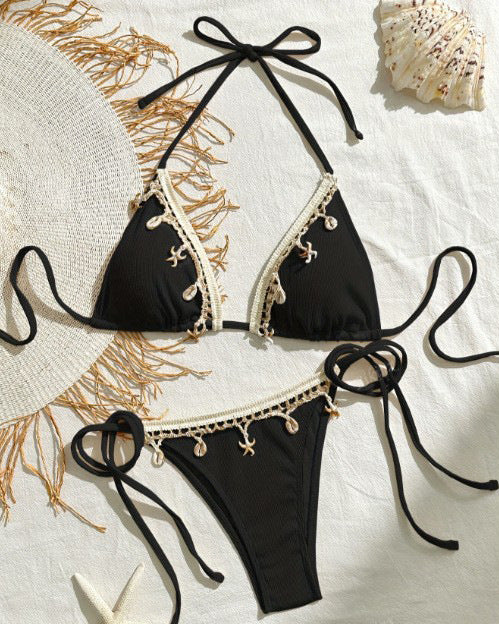 Dame triangel-bikini-sæt med legende ruffle-detaljer og anatomisk pasform Skovae