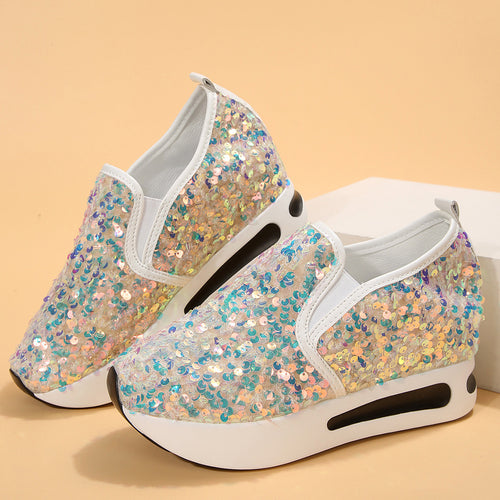 Dame Wedge-sneaker med glitrende palietter og skridsikker sål Stilla