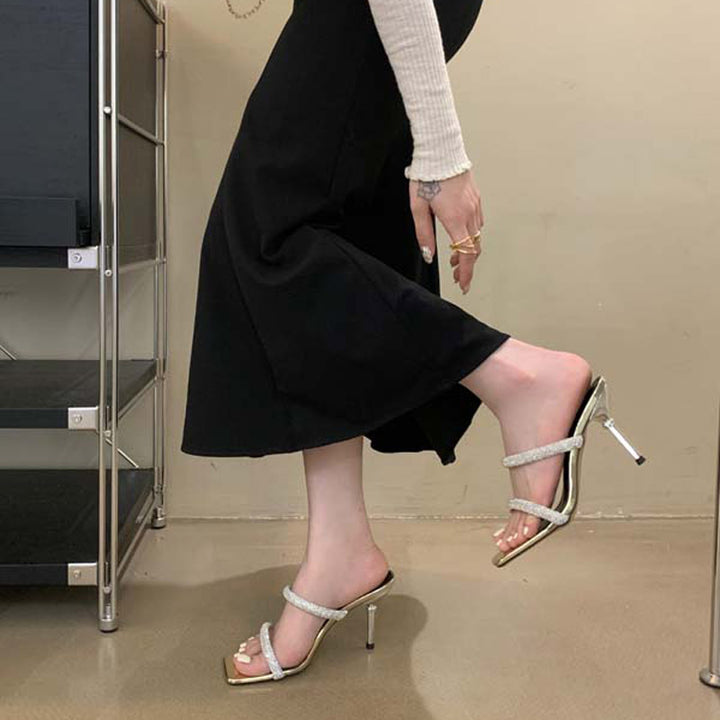 Damer Glamourøse Højhælede Sandaler med funklerende Rhinestones detaljer og elegant remdesign Stilla