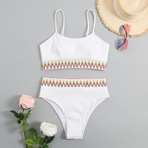 Dame integreret bikini sæt med geometrisk mønster Skovae
