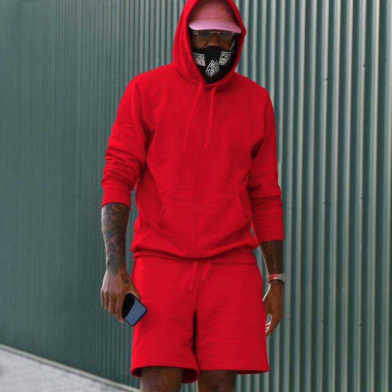 Herrer sporty hoodie og shorts sæt Stilla