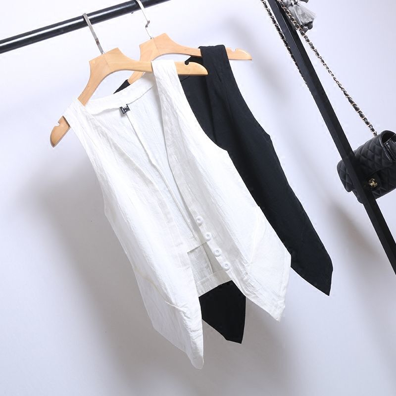 Femme Stilfulde Linned Vest Stilla