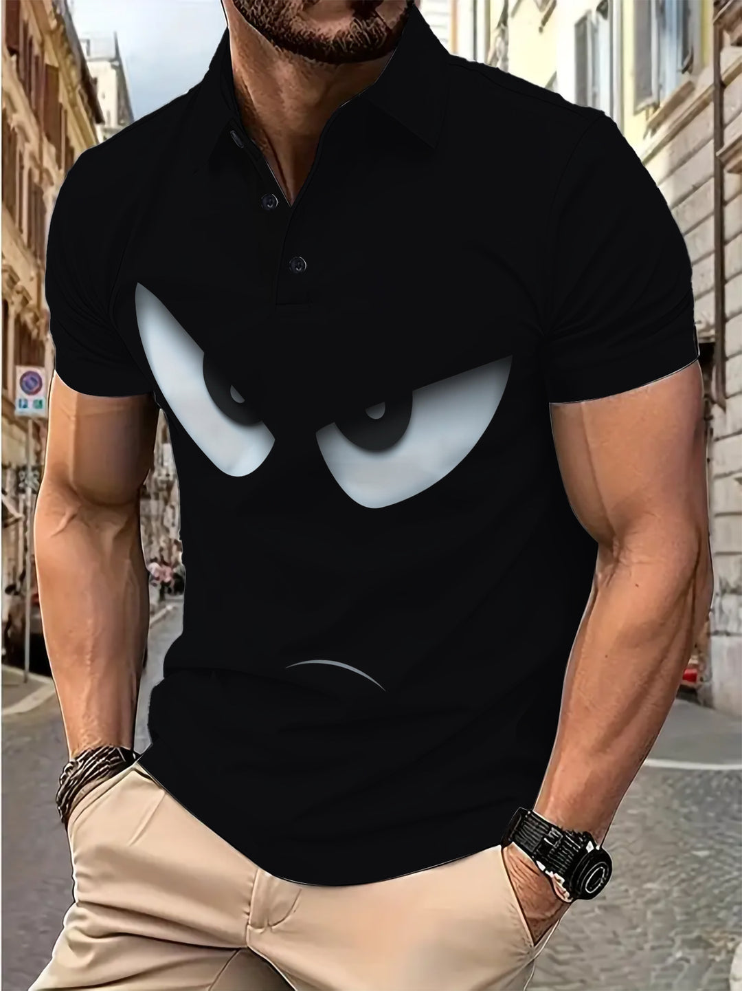 Herrer Poloshirt med unikt grafisk design og moderne krave Stilla