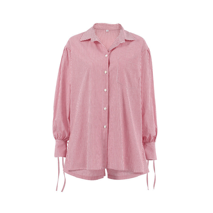 Dame Casual Pyjamasæt med stribet design og elegante detaljer Stilla
