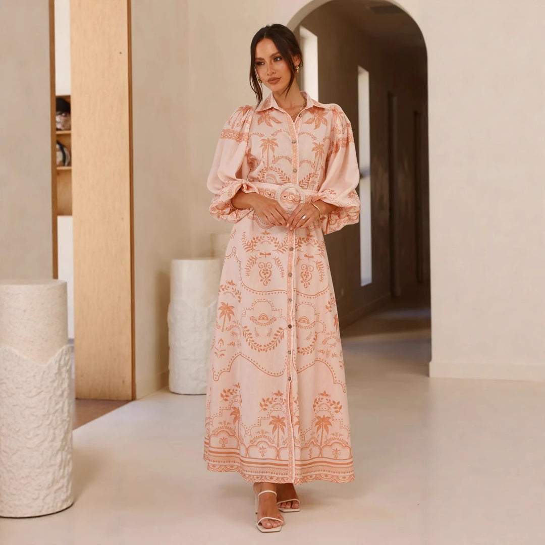 Dame Maxikjole med romantisk snit og detaljeinteresseret floralt broderimønster Stilla