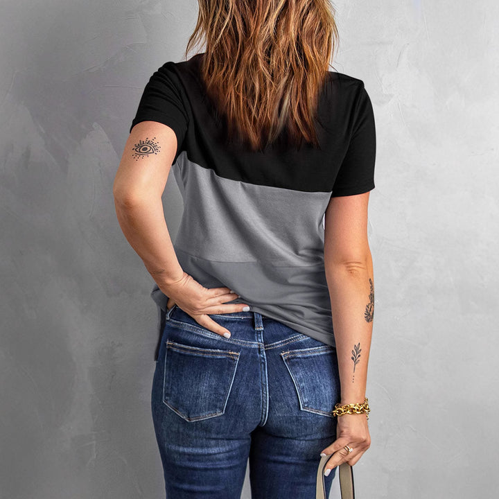 Damer Mode T-shirt med farveblokdesign og løs pasform Stilla