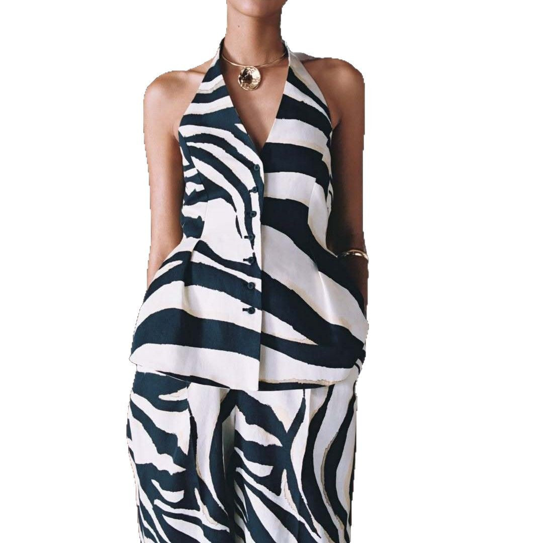 Dame vidde Zebra-Print Bukser Stilla