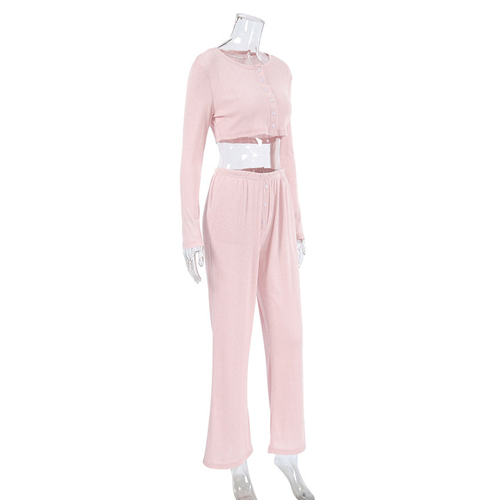 Dame Cropped Pullover og brede Bukser Sæt Stilla