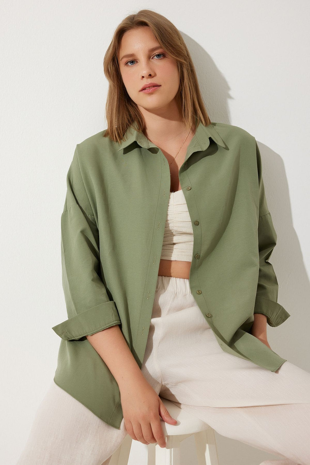 Dame Oversized Bluse med lange ærmer Stilla