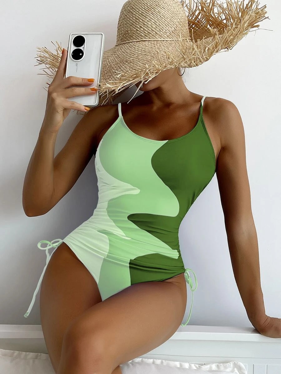 Dame heldragt badebadedragt med legende cut-outs og blomstret design Skovae