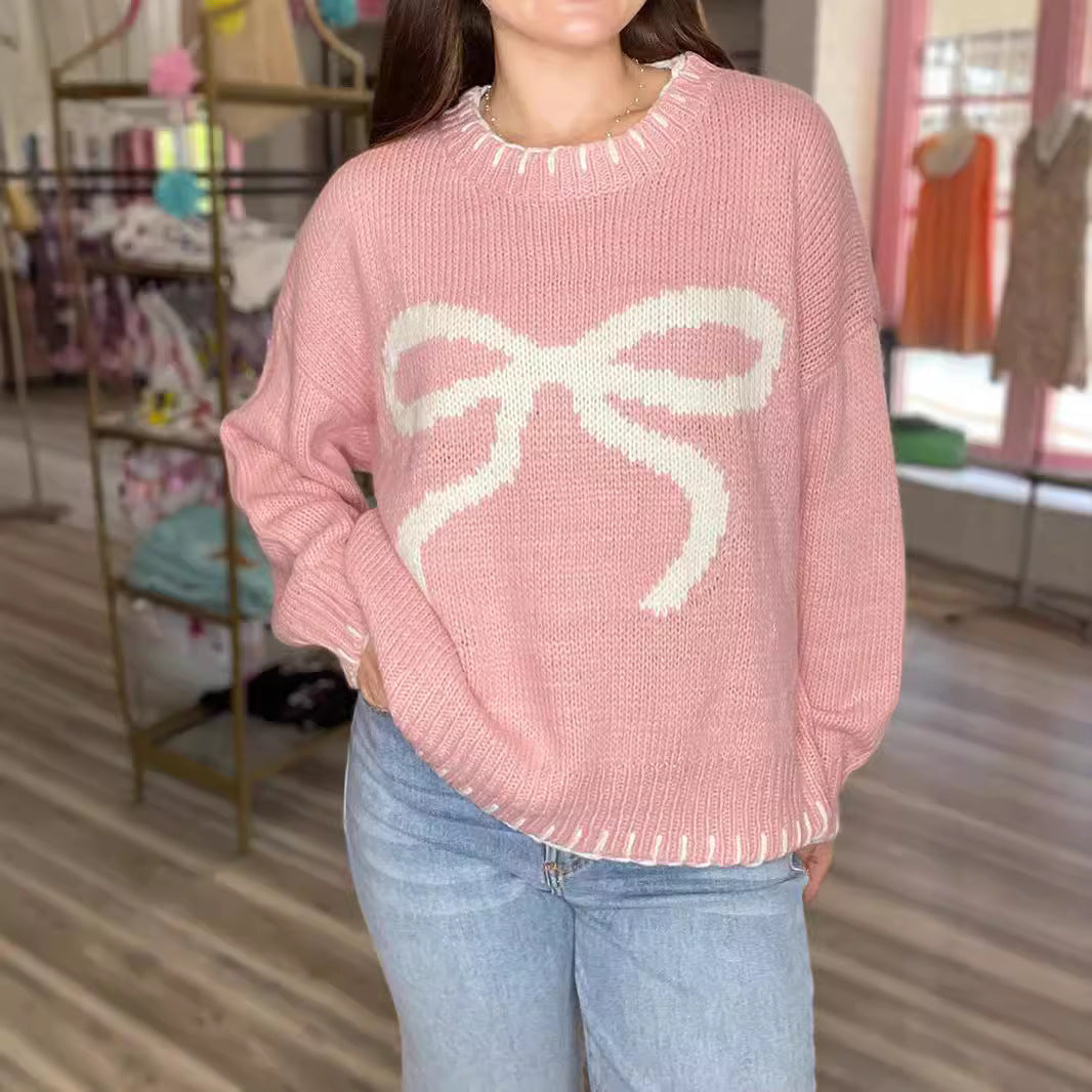 Dame casual sweater med legende bue motiv og iøjnefaldende detaljer Stilla