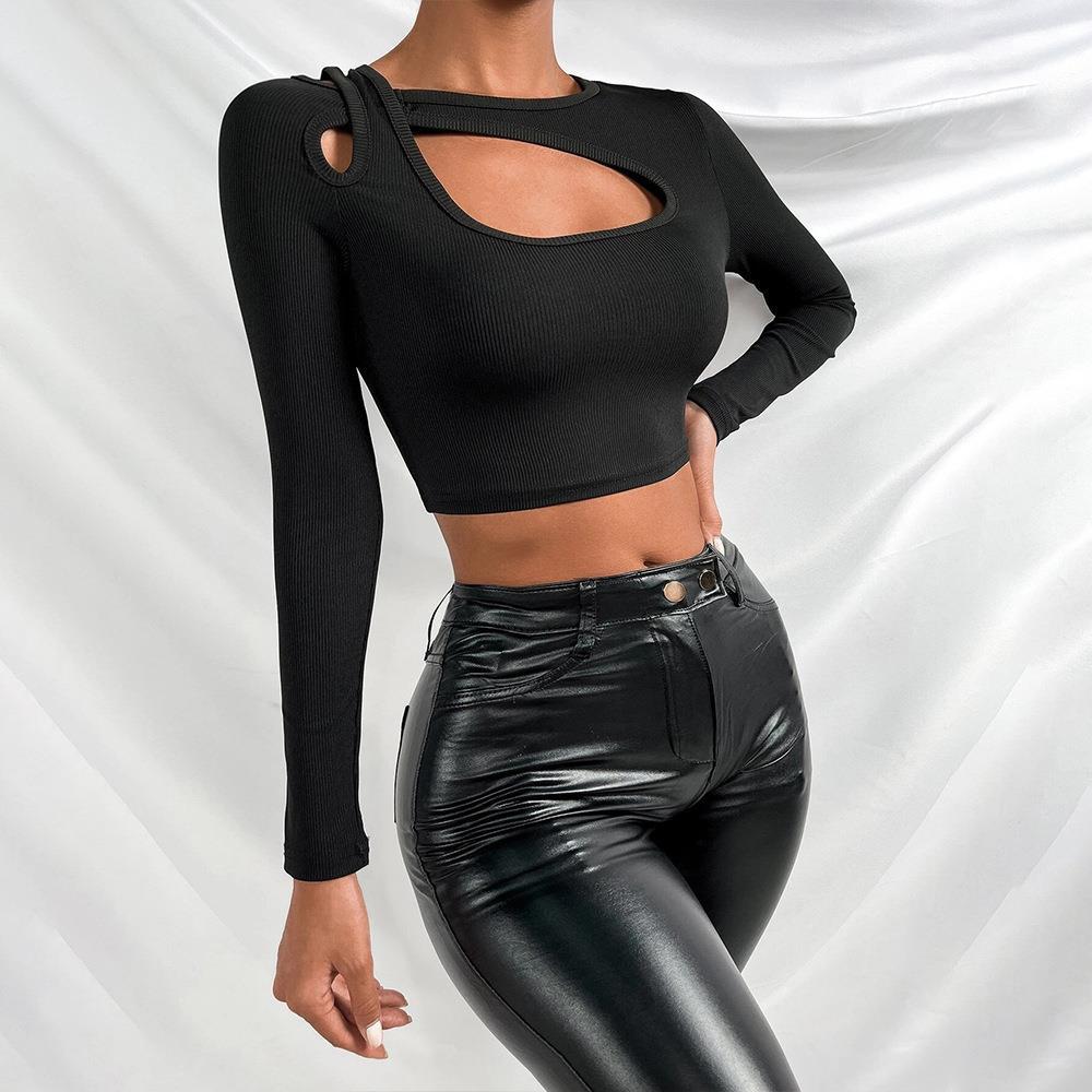 Damer Crop-Top med asymmetrisk udskæring og innovative cut-outs Stilla