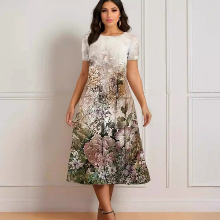 Damer Elegant Maxikjole med blomsterdesign og delikat rund halsudskæring Skovae