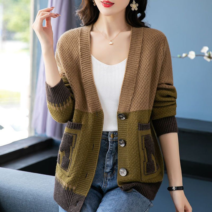 Damer casual cardigan med moderne kabelmønstre og praktiske lommer Stilla