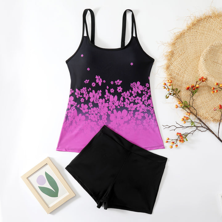 Dame tankini sæt med blomstret design og innovativt snit Skovae