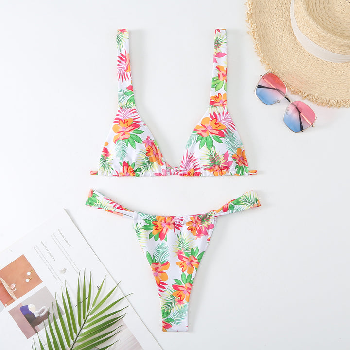 Femme Justerbar Triangle-Bikini-Sæt med Rynke-Detaljer Stilla