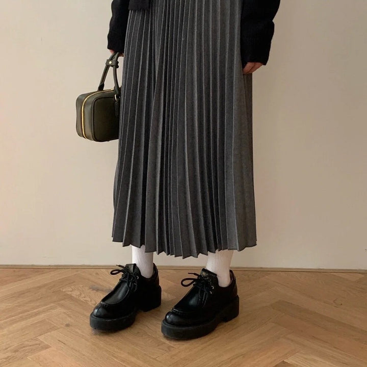 Dame Fald Midi Nederdel med høj taljedesign Stilla