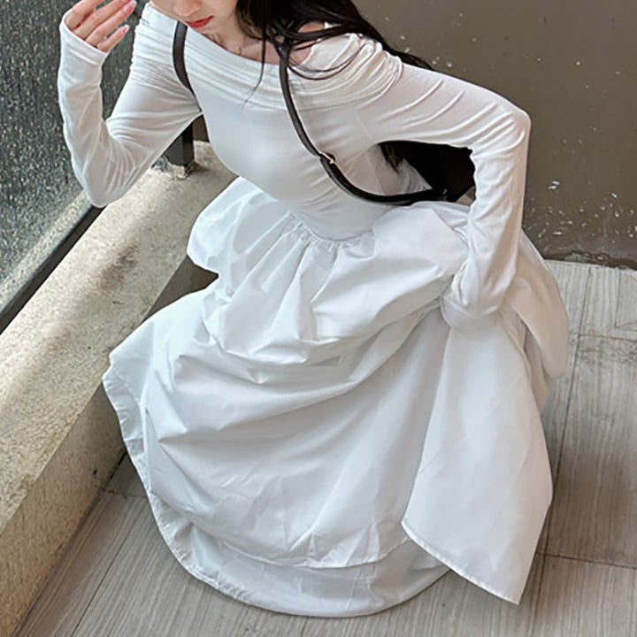 Kvindernes elegante off-shoulder maxikjole med moderne stropdetaljer Skovae