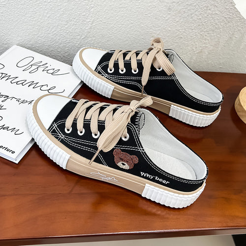 Dame Slip-On Sneakers med robust design og trendy bjørnemotiv Stilla