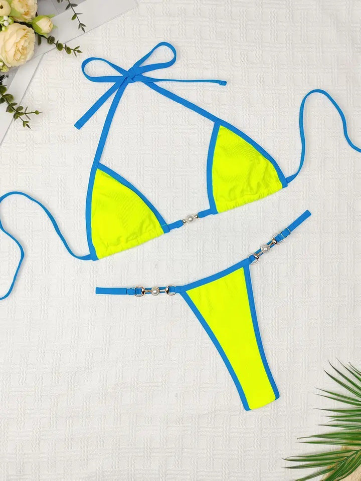 Dame Højskåret Rib-Bikini-Sæt Stilla