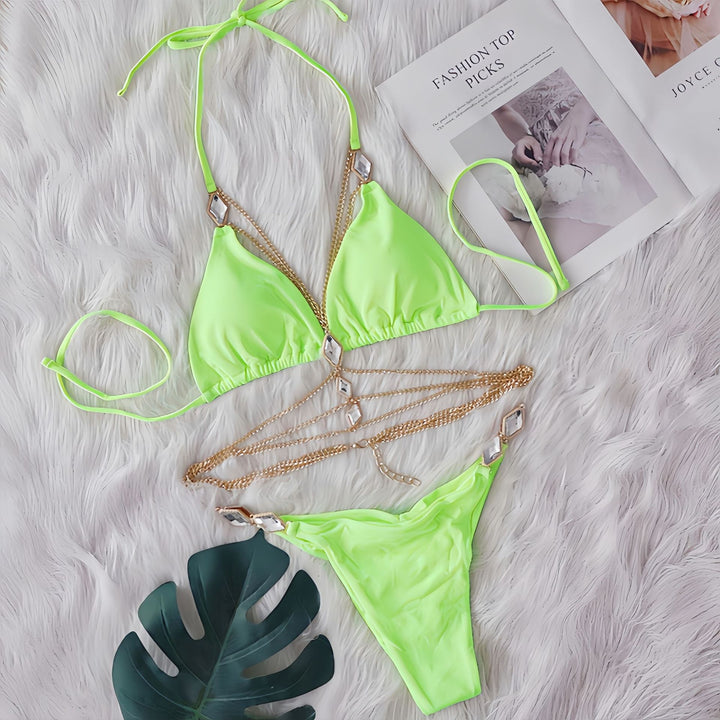 Dame Elegant bikini-sæt med kædedetaljer Stilla