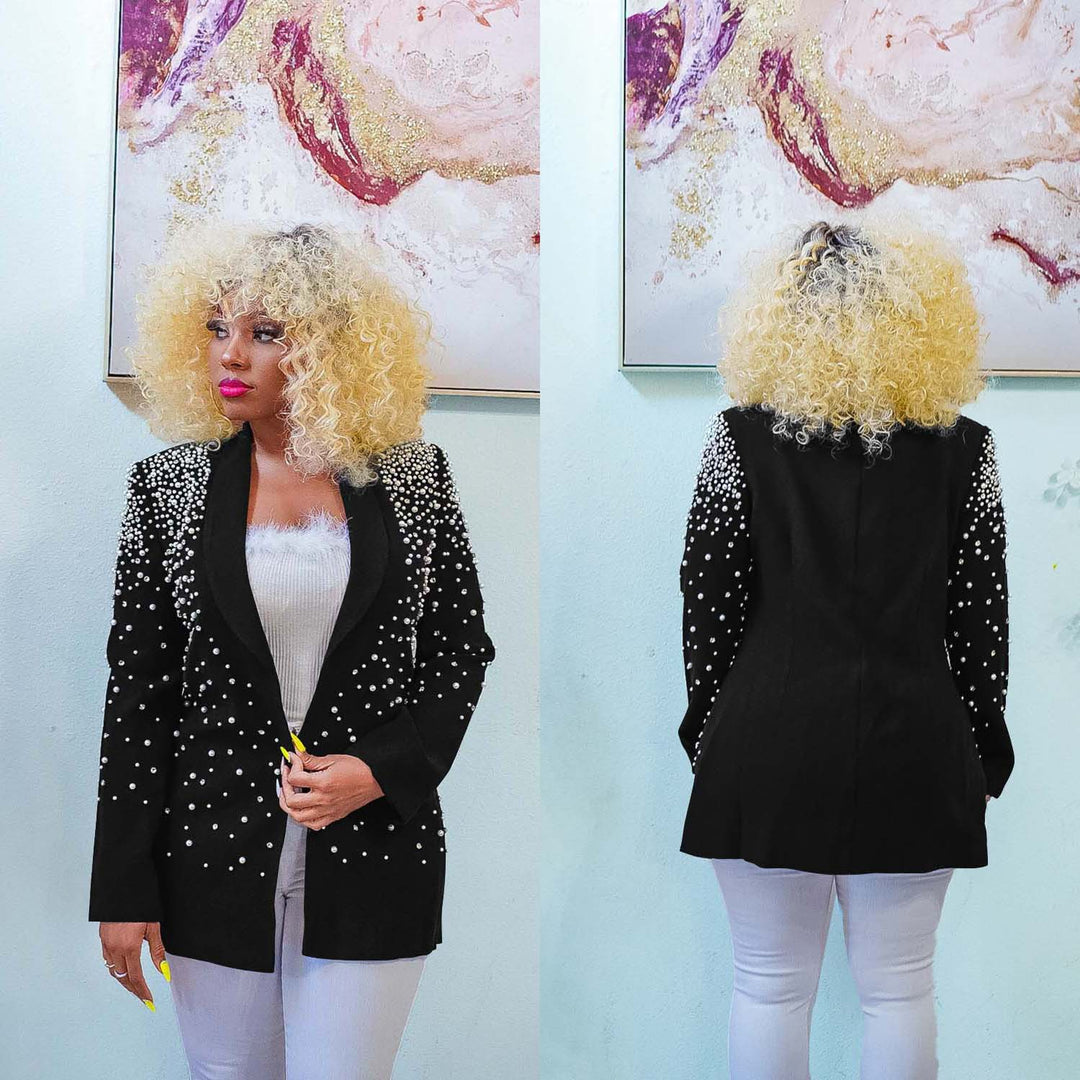 Dame Glamourøs Blazer med strassdekor og elegante detaljer Stilla