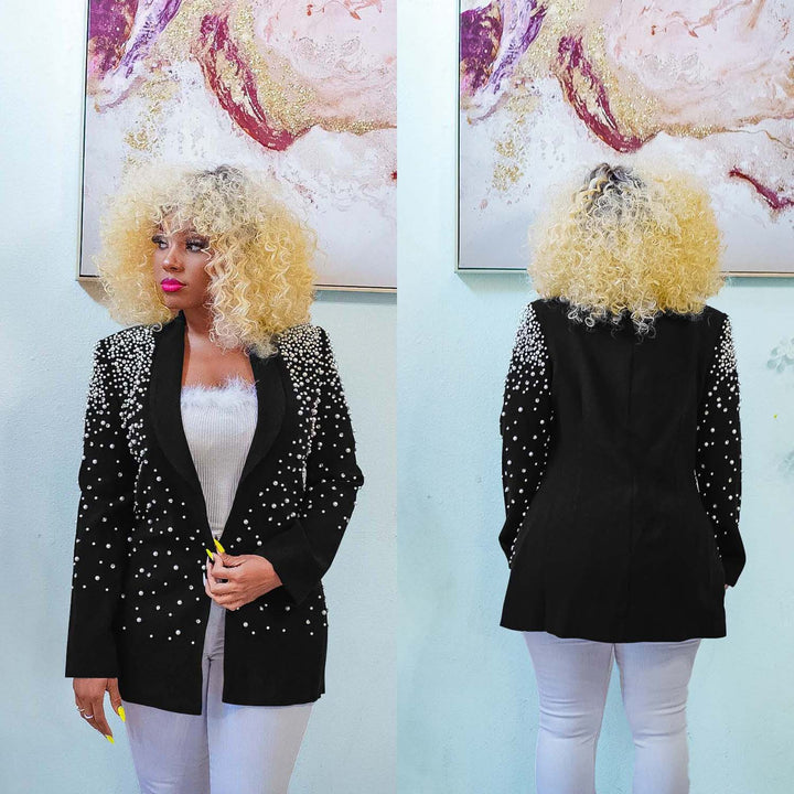 Dame Glamourøs Blazer med strassdekor og elegante detaljer Stilla