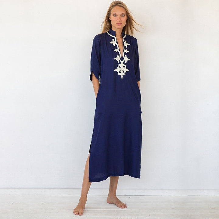 Dame Maxikjole med elegant broderi Stilla
