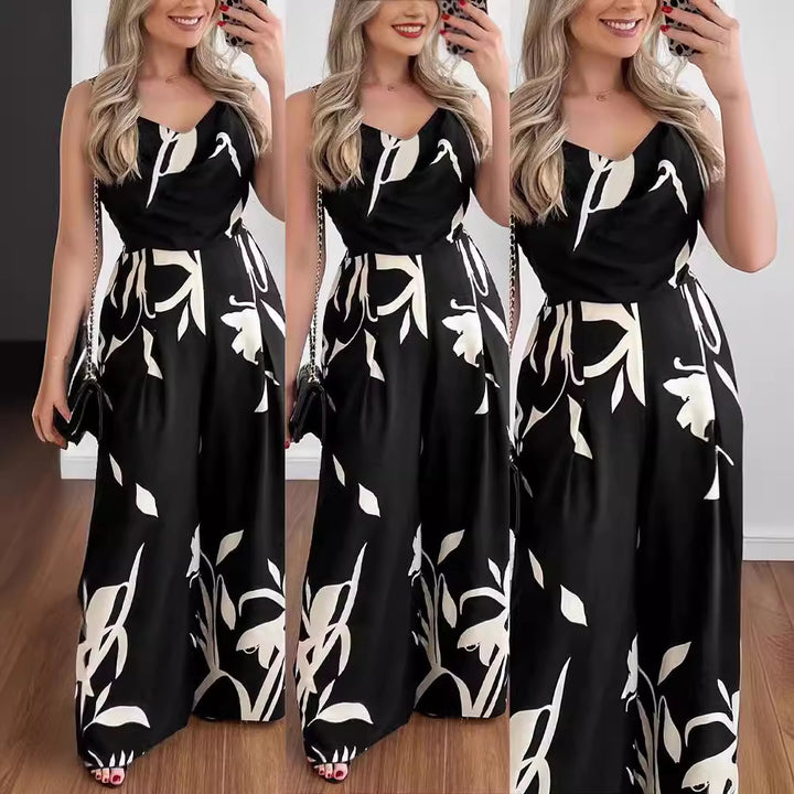 Dame jumpsuit med elegant indpakningsdesign og bredt ben Stilla