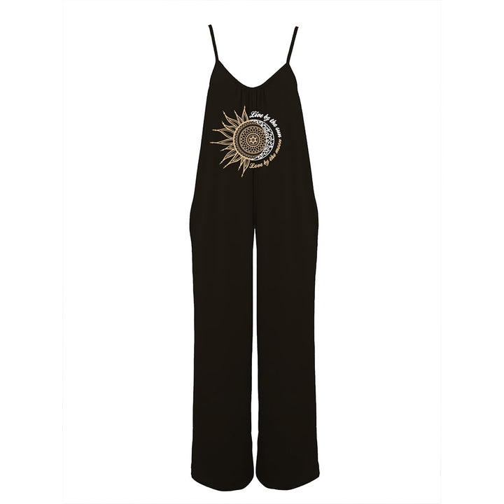 Dame jumpsuit med dekorativt soltryk Stilla