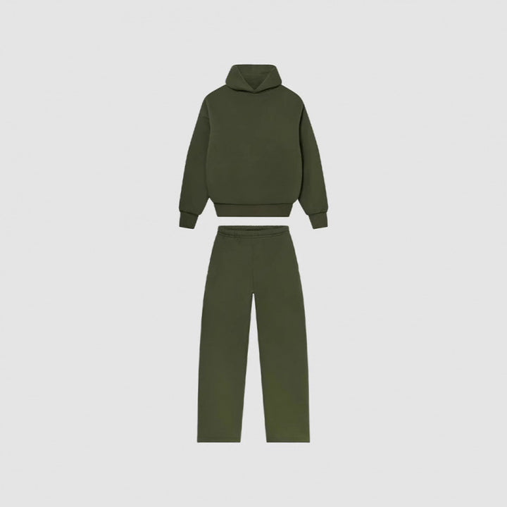 Kvinders hyggelige sweatshirt og bukser sæt med høj krave og afslappet pasform Skovae