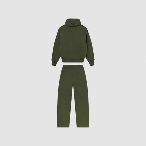Kvinders hyggelige sweatshirt og bukser sæt med høj krave og afslappet pasform Skovae