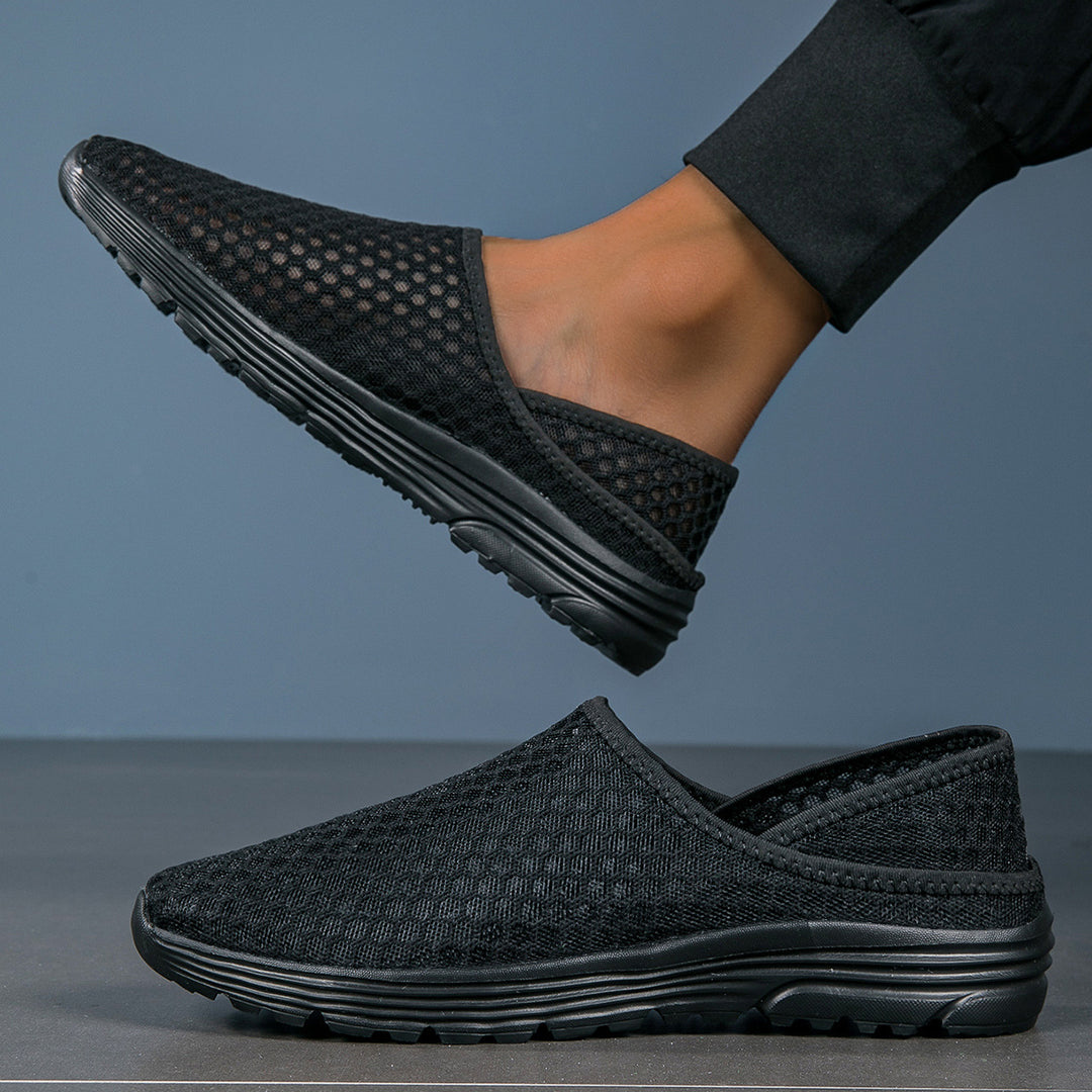 Dame nan luftige slip-on sneakers med honningkage-strikoverdel og dæmpet komfortsål Skovae