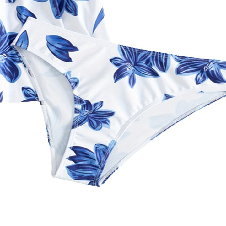 Dame Tankini-sæt med blomstret top og højt skåret trusse Skovae