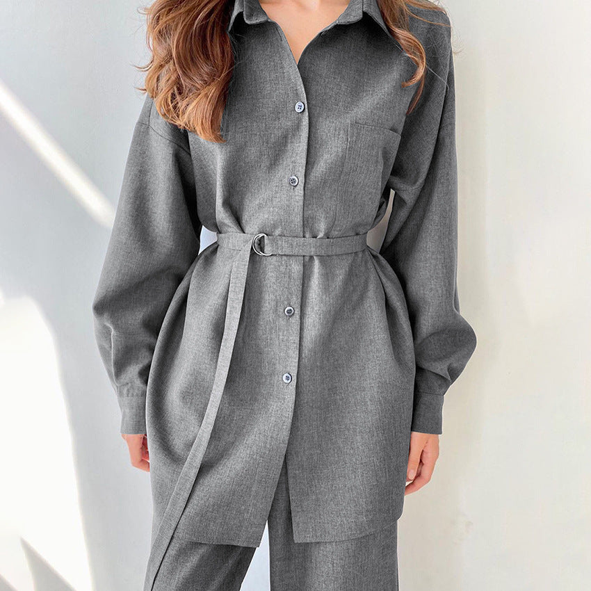 Dame Elegant To-delt Sæt med let oversized Blazer og vide Bukser Stilla