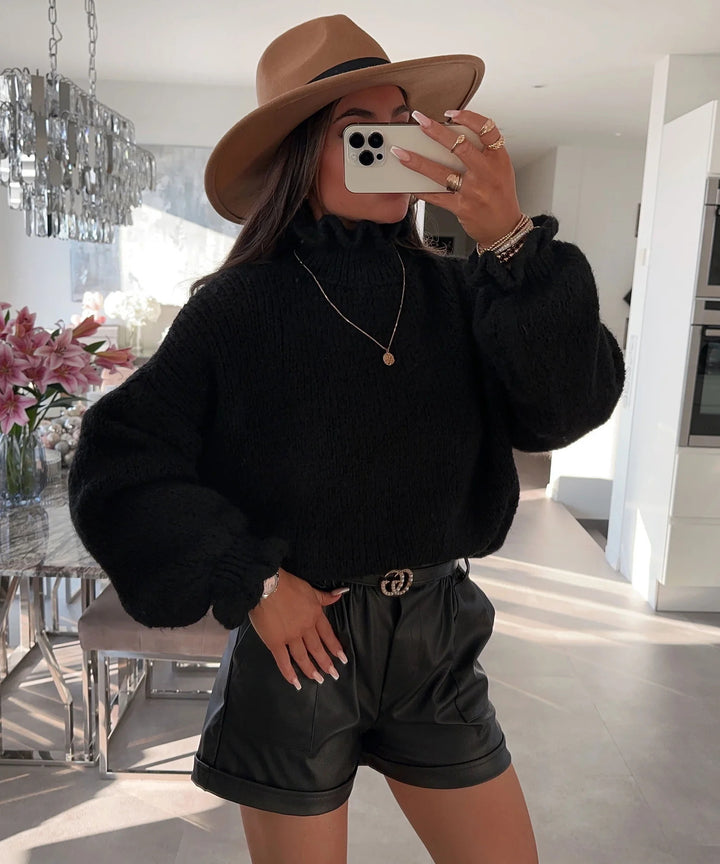 Kvindernes hyggelige turtleneck sweater med voluminøse ærmer Stilla