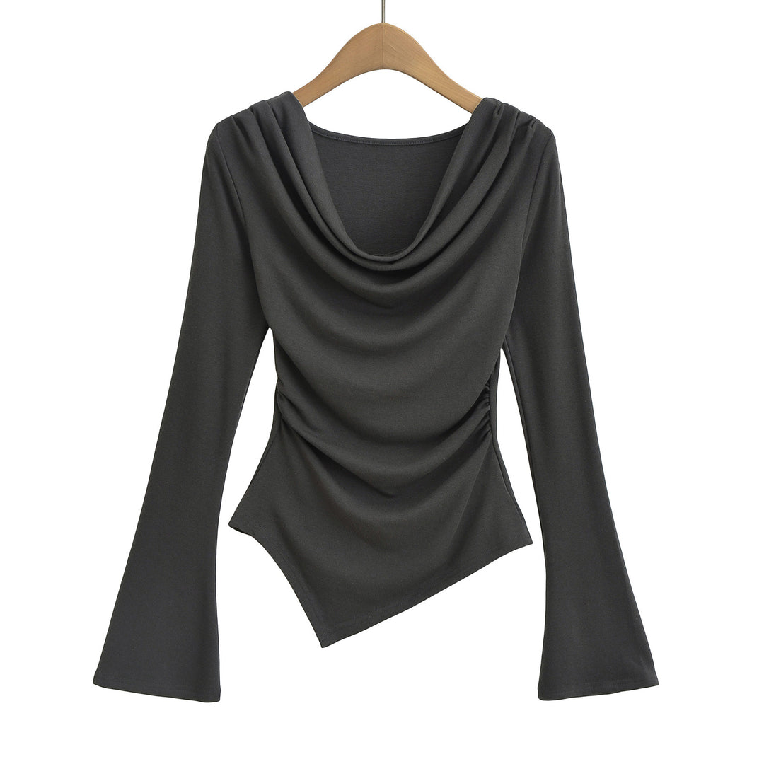 Dame asymmetrisk top med elegant indpakningsdesign og ekstravagante draperingseffekter Stilla