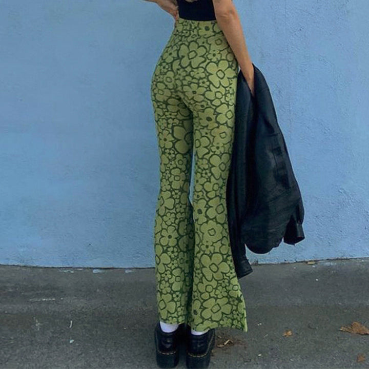 Dame Flared Jeans med blomstermønster og høj talje Stilla