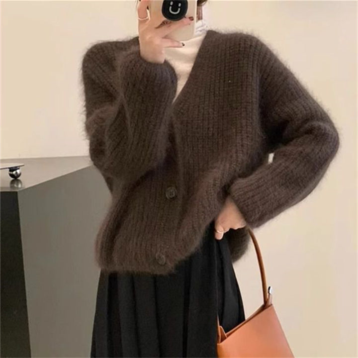 Dame Fleece Cardigan med Knap og Casual Skæring Stilla