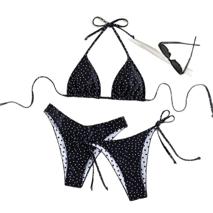 Dame triangelt bikini med legende prikkemønster og justerbare bånd Skovae