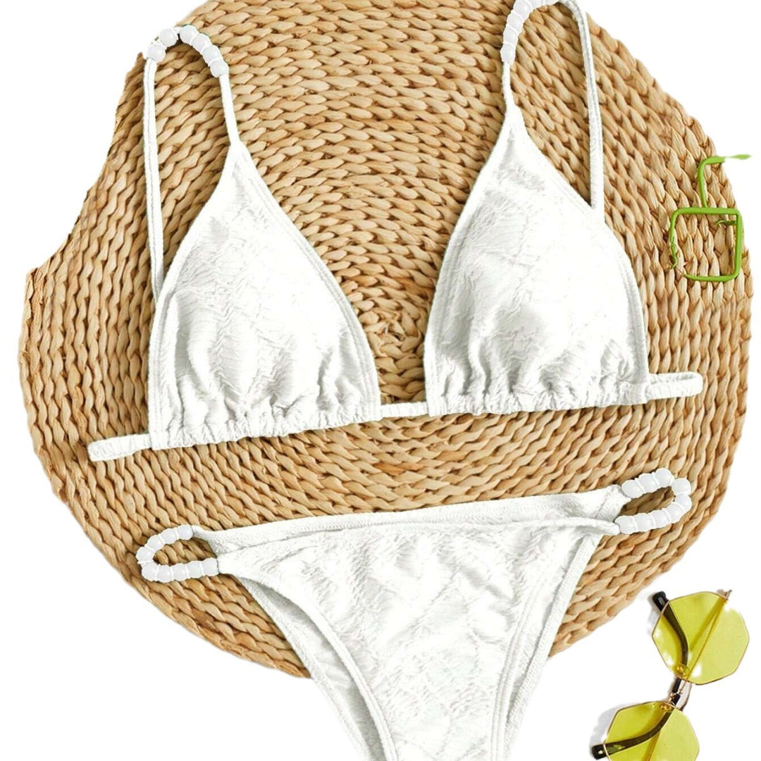 Dame triangel-bikini med elegant knudedetalje og ribbestruktureret stof Skovae